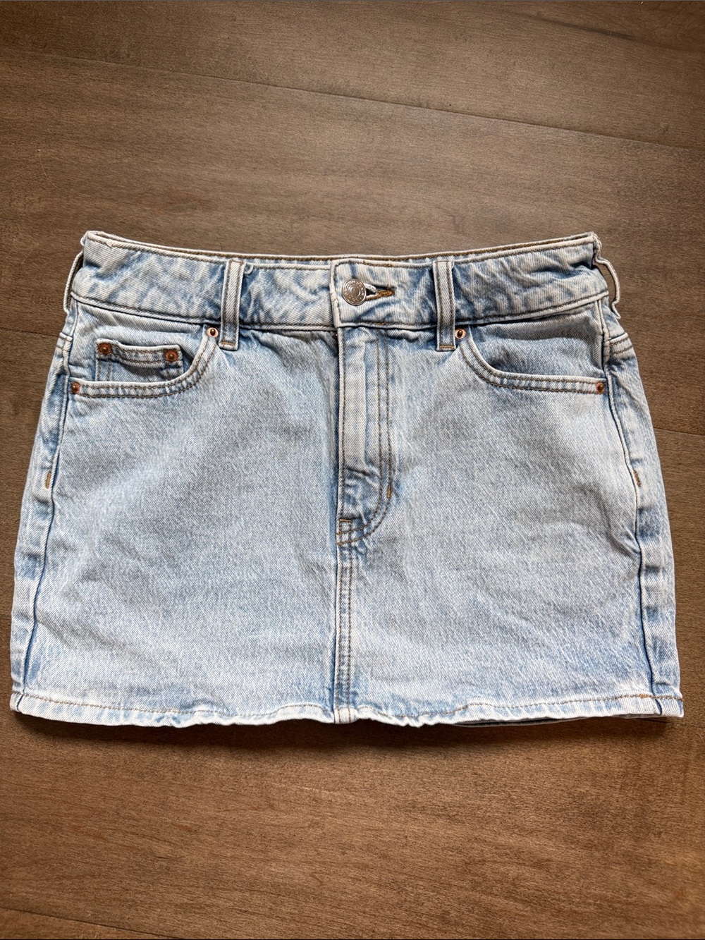 PACSUN Light Wash Denim Mini Skirt